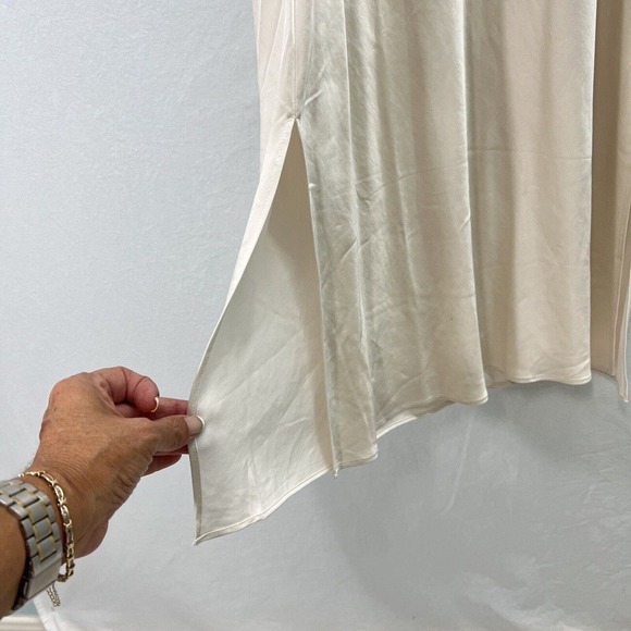 NWT Express Satin Slip Dress Large Cream Sleeveless Strappy Wedding - Picture 7 of 16
